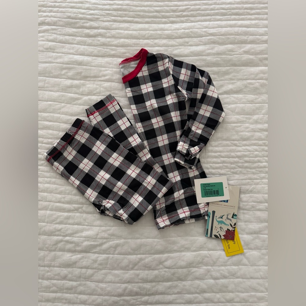 Kickee Pants Kids Pajama Set - Black, White, and Red Plaid